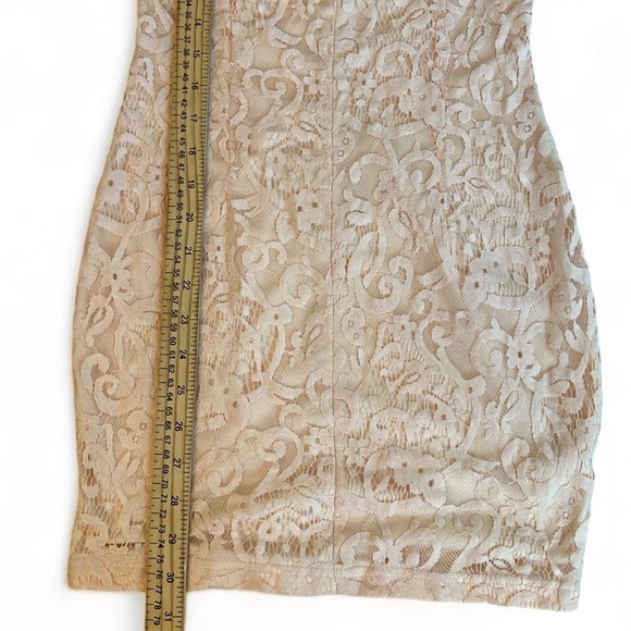 TOBI Women’s Peach Lace Lined Zip Deep V-Neck Mini Dress, Size S - Picture 6 of 7